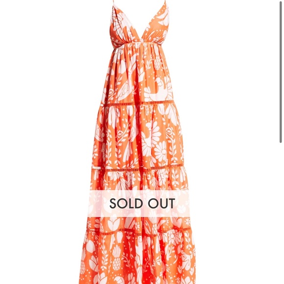 NWT**Farm Rio Jungle Orange Floral Maxi - Picture 3 of 8